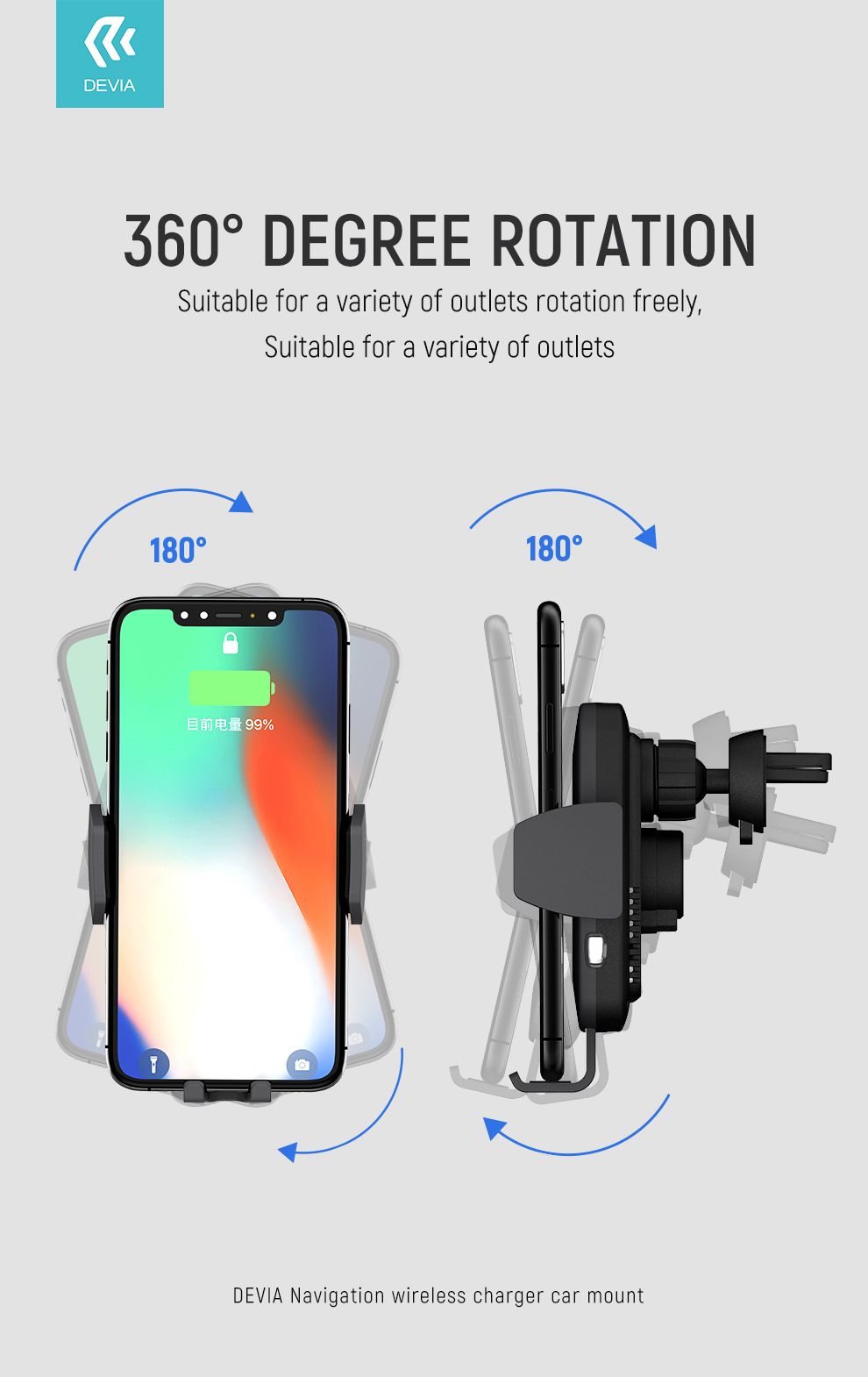 Navigation magnetic wireless charger car mount